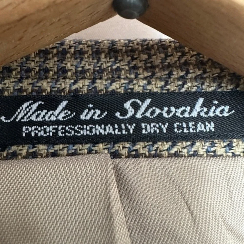 Tailors Row Deansgate Blazer Houndstooth Silk Wool Blend Sport‎ Coat Mens 44R